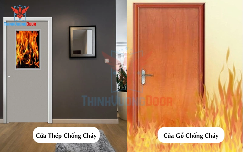 cửa phụ chung cư chống cháy bằng thép hay gỗ 