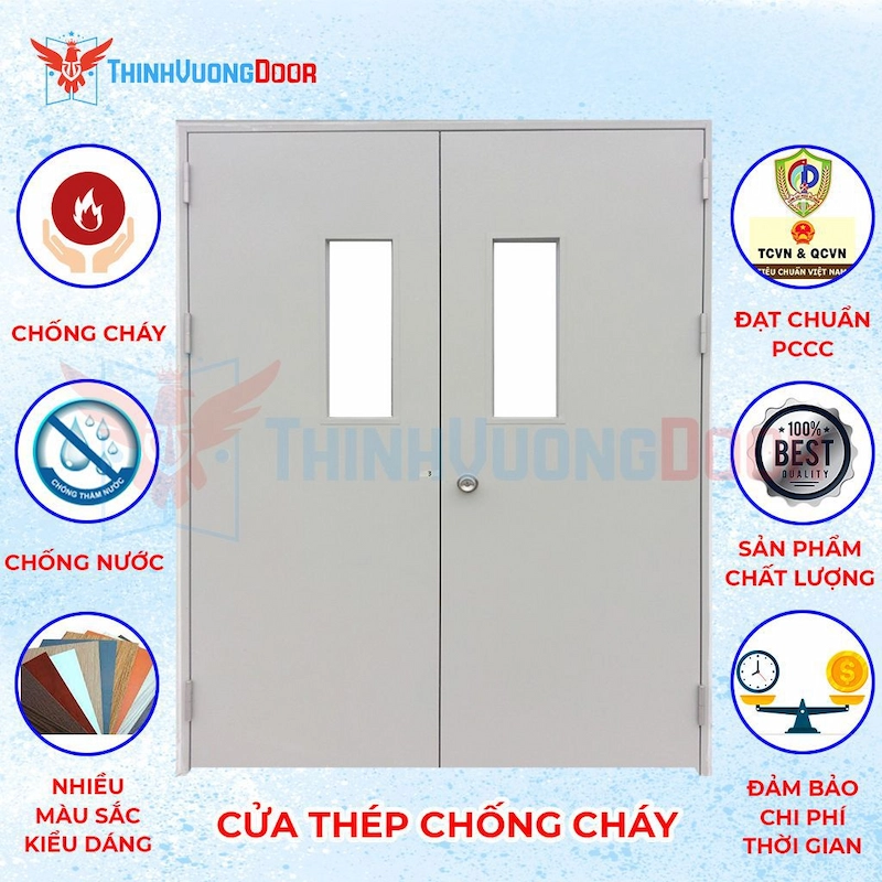 Cửa thép chống cháy 2P G2 khóa cọc