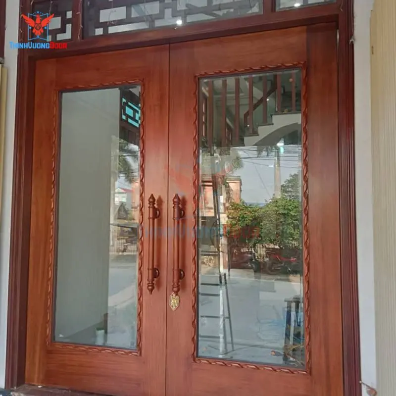 mẫu cửa gỗ 2 cánh có kính
