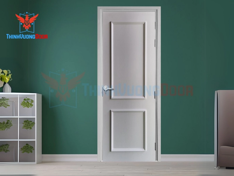 Mẫu cửa nhựa Composite màu trắng theo phong cách thiết kế
