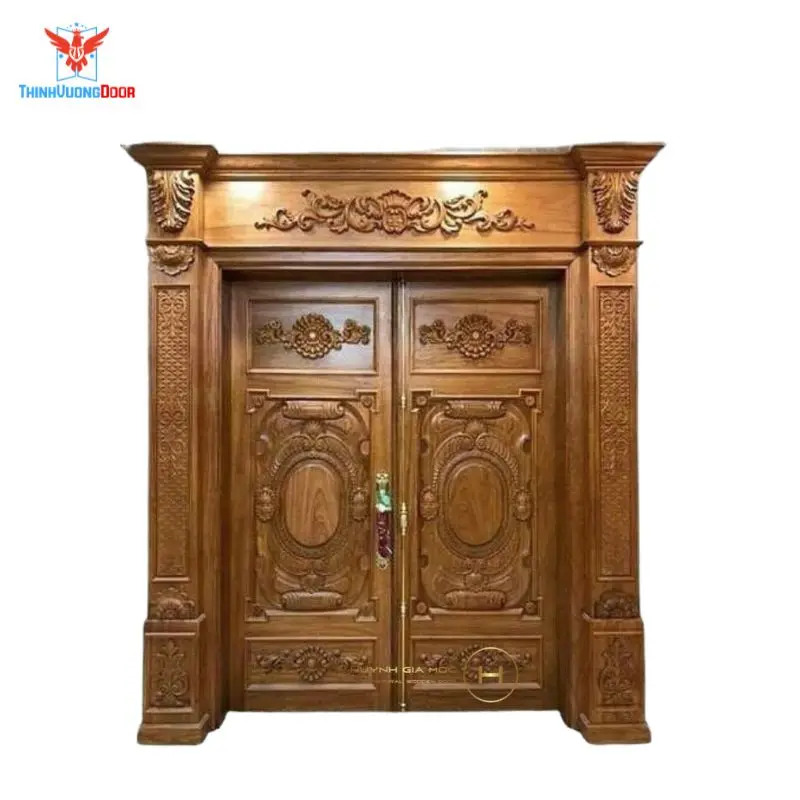 cửa gỗ chạm khắc hoa văn