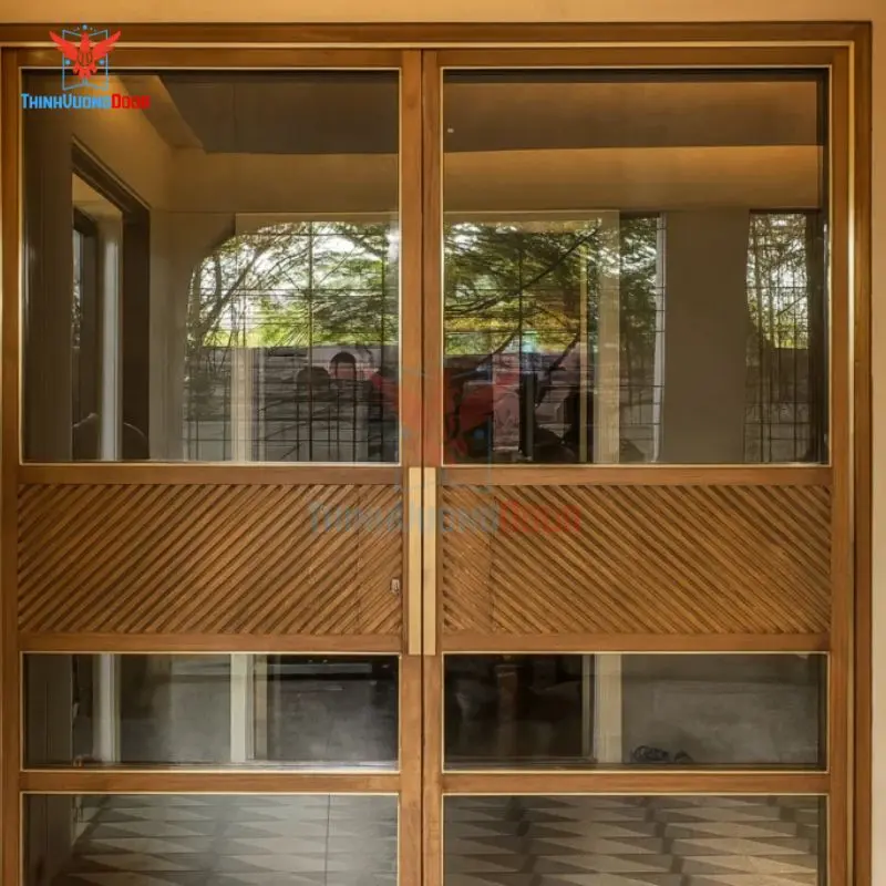 mẫu cửa gỗ 2 cánh có kính