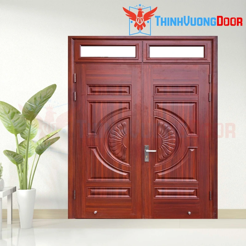 Cửa Thép Vân Gỗ Chống Cháy Cánh Đôi CD004