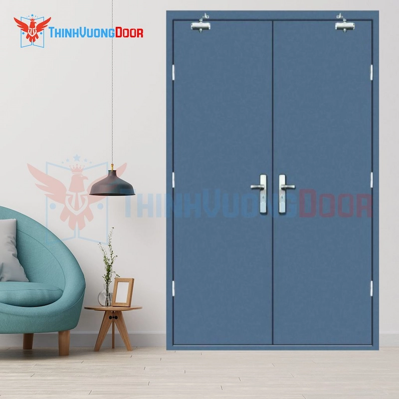 Cửa thép chống cháy 2P 2 tay có thủy lực