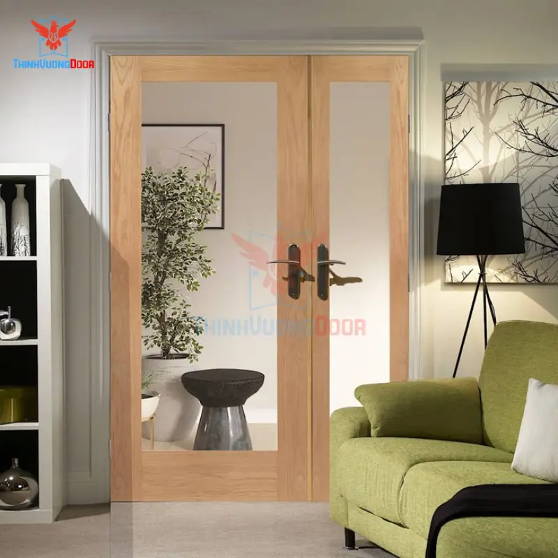mẫu cửa gỗ 2 cánh lệch
