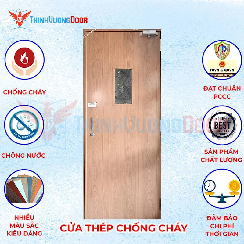 Cửa thép chống cháy P1 Vân gỗ P1