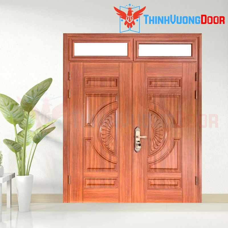 Cửa Thép Vân Gỗ Chống Cháy Cánh Đôi CD008