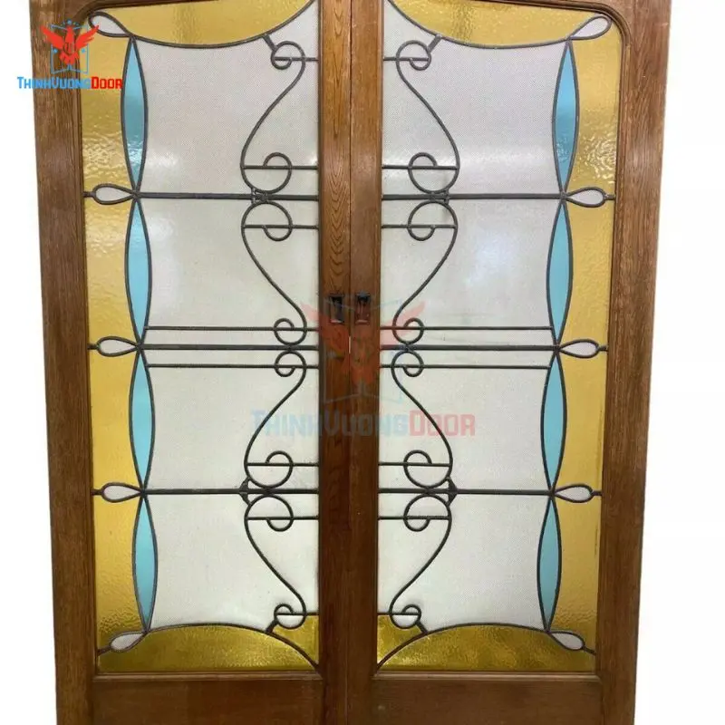 mẫu cửa gỗ 2 cánh có kính