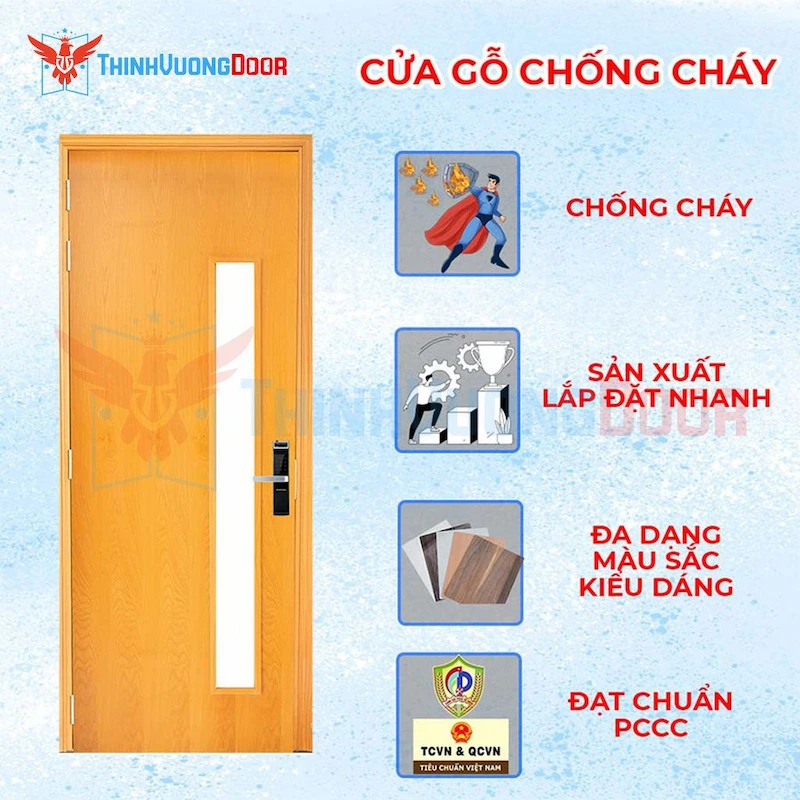 Cửa gỗ chống cháy MDF veneer P1G1 Soi Cửa gỗ chống cháy MDF veneer P1G1 Soi