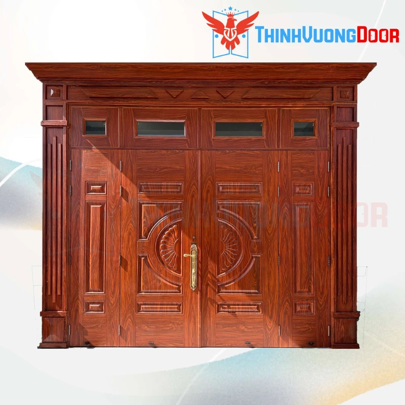 Cửa Thép Vân Gỗ Chống Cháy 4 Cánh 4C036