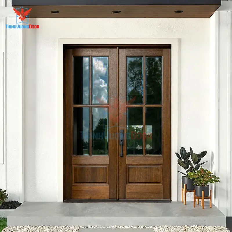 cửa gỗ kính cường lực 2 cánh cửa gỗ kính cường lực 2 cánh
