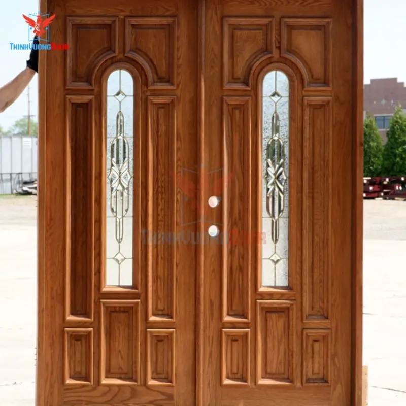 mẫu cửa gỗ 2 cánh có kính