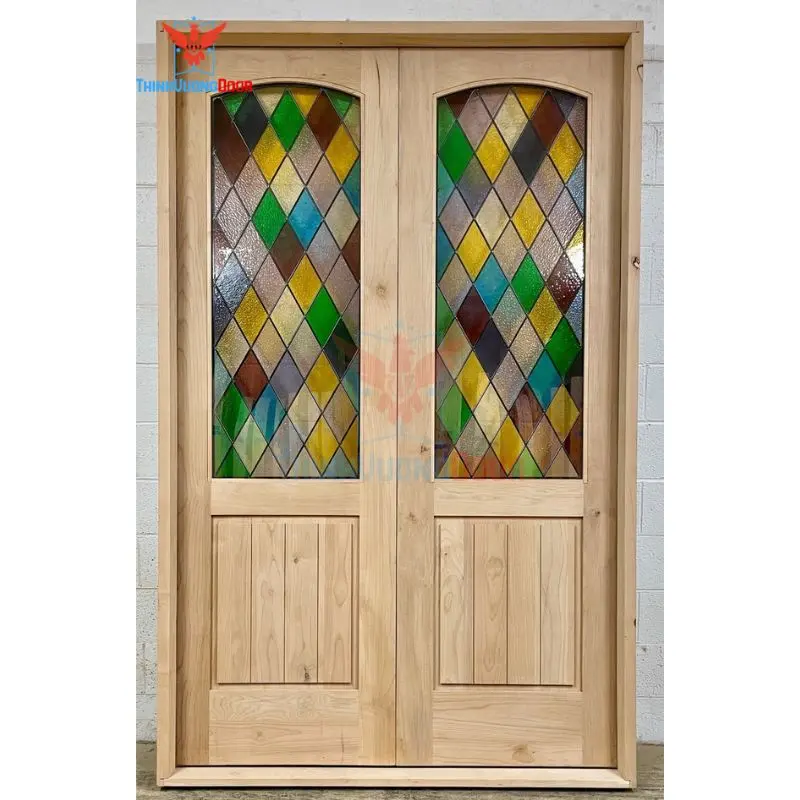 mẫu cửa gỗ 2 cánh có kính