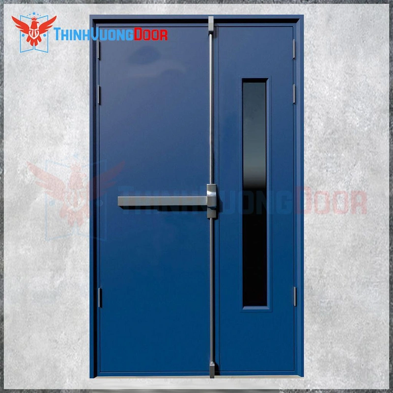 Cửa thép chống cháy 2P1G1 xanh dương Cửa thép chống cháy 2P1G1 xanh dương