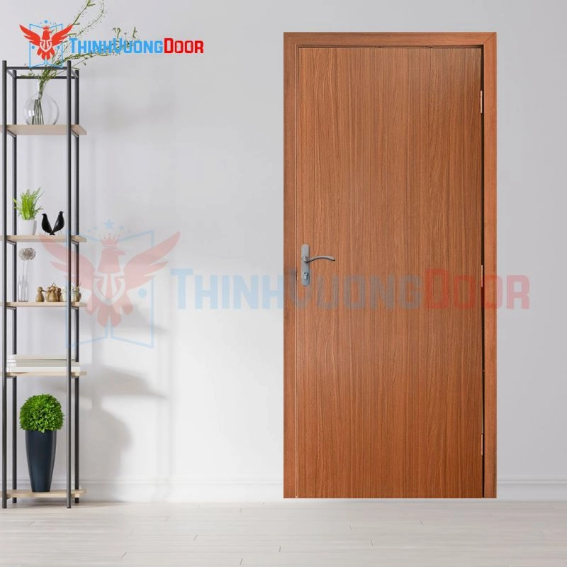 Mẫu cửa nhựa ABS màu nâu gỗ phẳng hiện đại