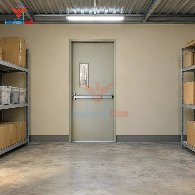 Cửa thép chống cháy P1G1 thanh thoát hiểm đơn