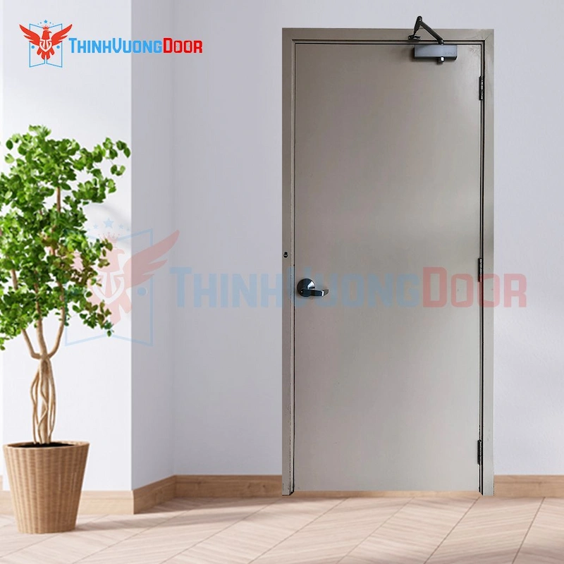 Cửa thép chống cháy P1 xám trắng