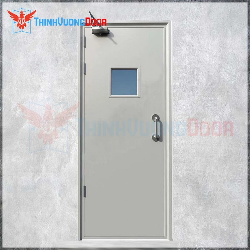 Cửa thép chống cháy 2P tay có thủy lực