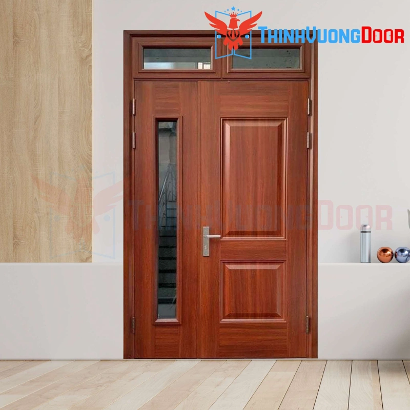 Cửa Thép Vân Gỗ Chống Cháy 2 Cánh Lệch CL002