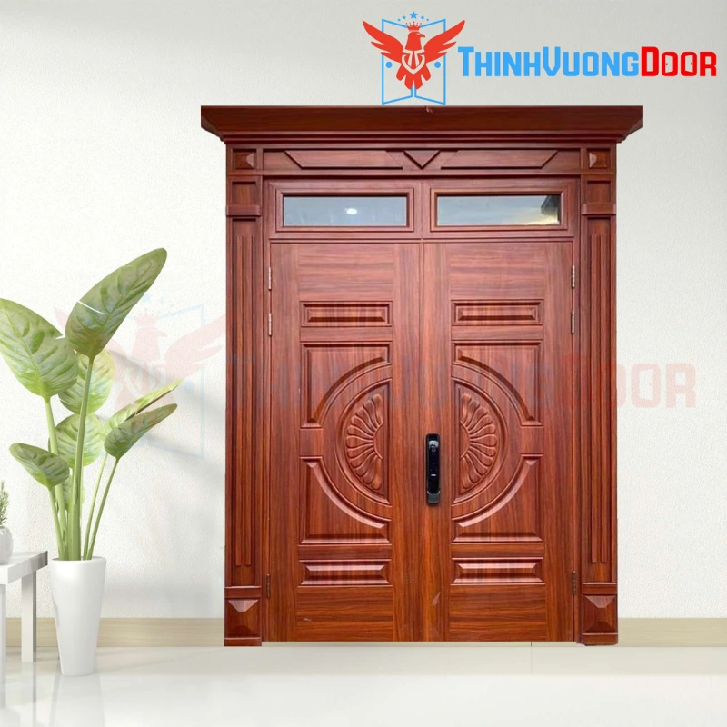 Cửa Thép Vân Gỗ Chống Cháy Cánh Đôi CD015