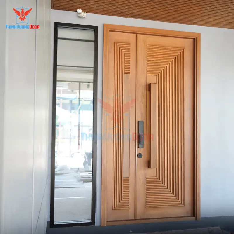 mẫu cửa gỗ 2 cánh lệch