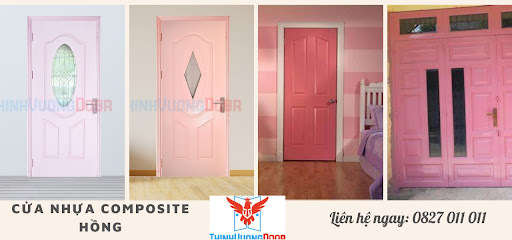 Mẫu cửa nhựa composite màu hồng, màu xanh