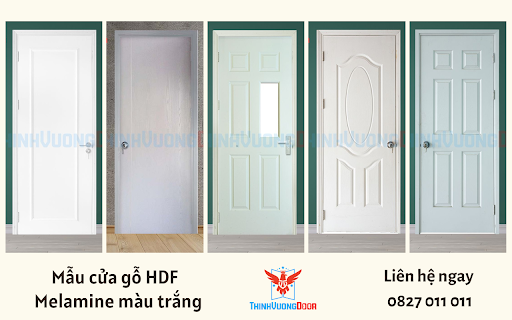 Mẫu cửa gỗ HDF Melamine màu trắng