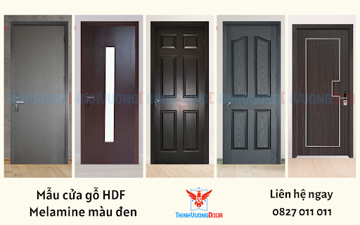 Mẫu cửa gỗ HDF Melamine màu đen