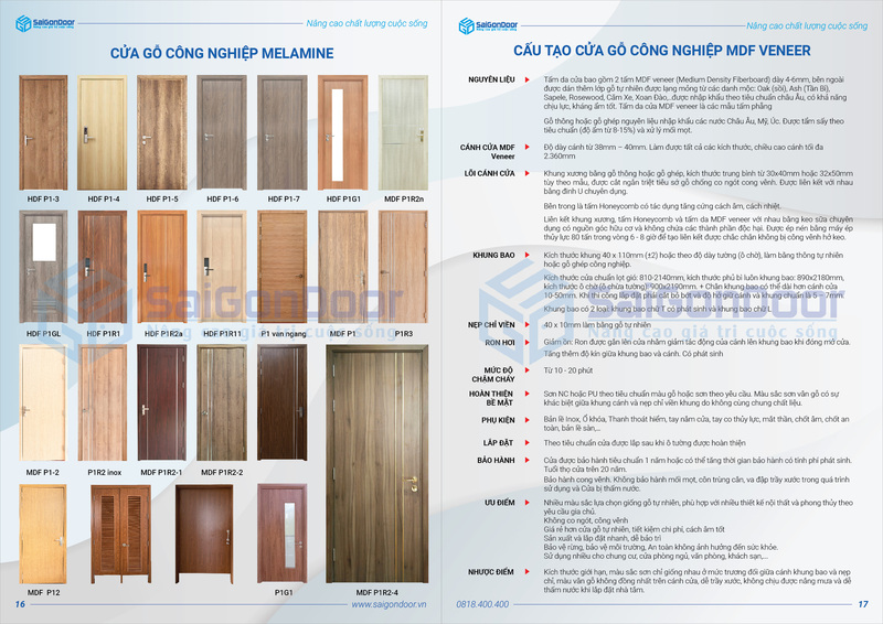 Catalog về các mẫu cửa gỗ MDF