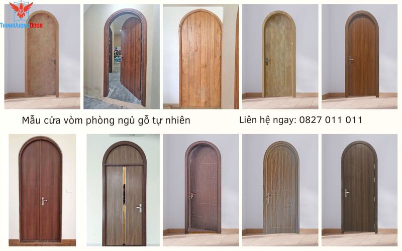 Mẫu cửa vòm phòng ngủ gỗ tự nhiên
