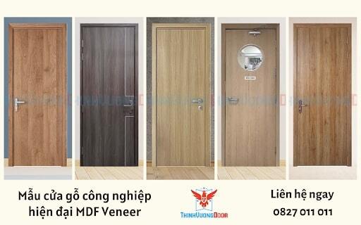 Mẫu cửa gỗ công nghiệp hiện đại MDF Veneer